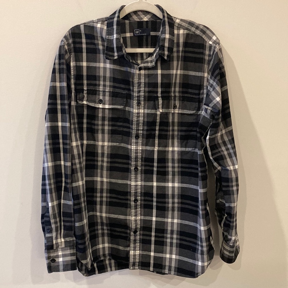GAP Mens Long Sleeve Cotton Plaid Button Down Shirt Size XL